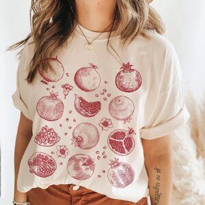 Pomegranate Shirt | Botanical Fruit T-Shirt | Cottagecore Vegan Tee